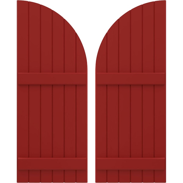 Ekena Millwork Americraft 6-Board (2 Batten) Wood Joined Board-n-Batten Shutters w/ Arch Top, ARW101BQ621X77BRH, PR ARW101BQ621X77BRH - main